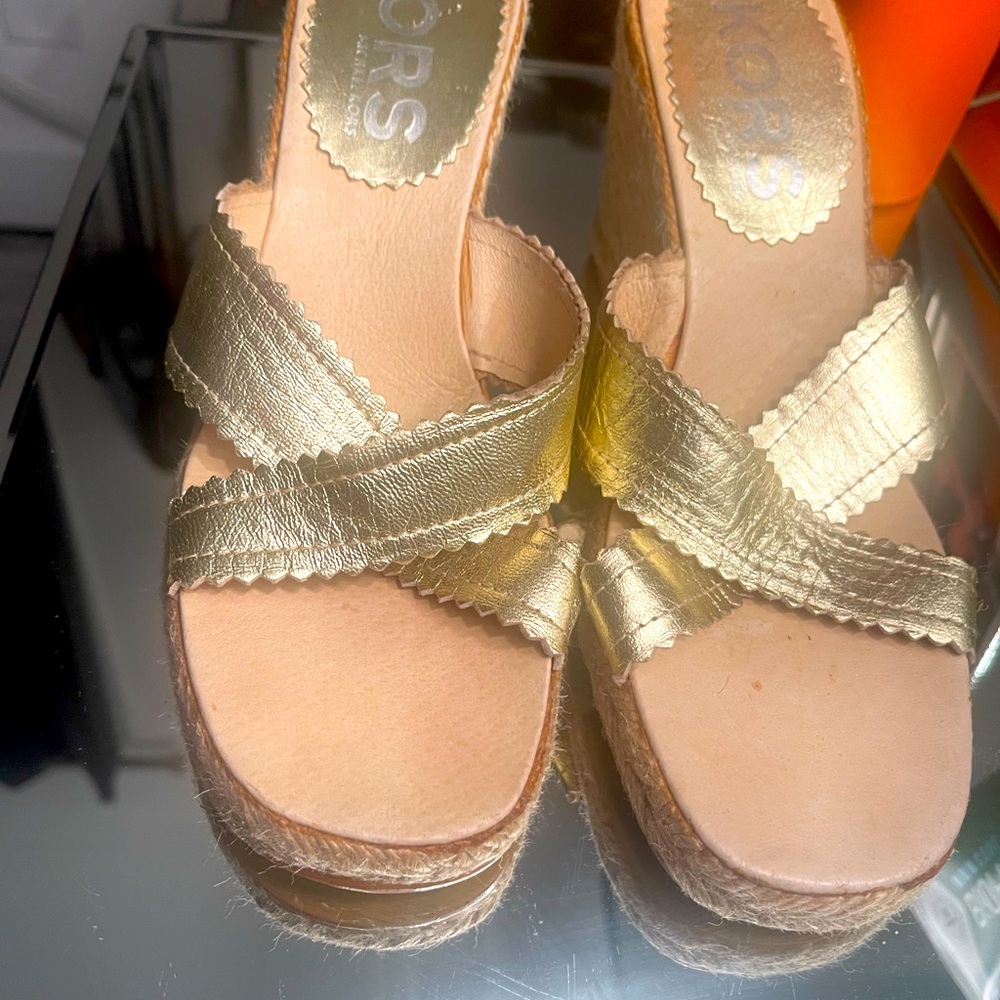 Classic gold espadrilles michael kors size 7